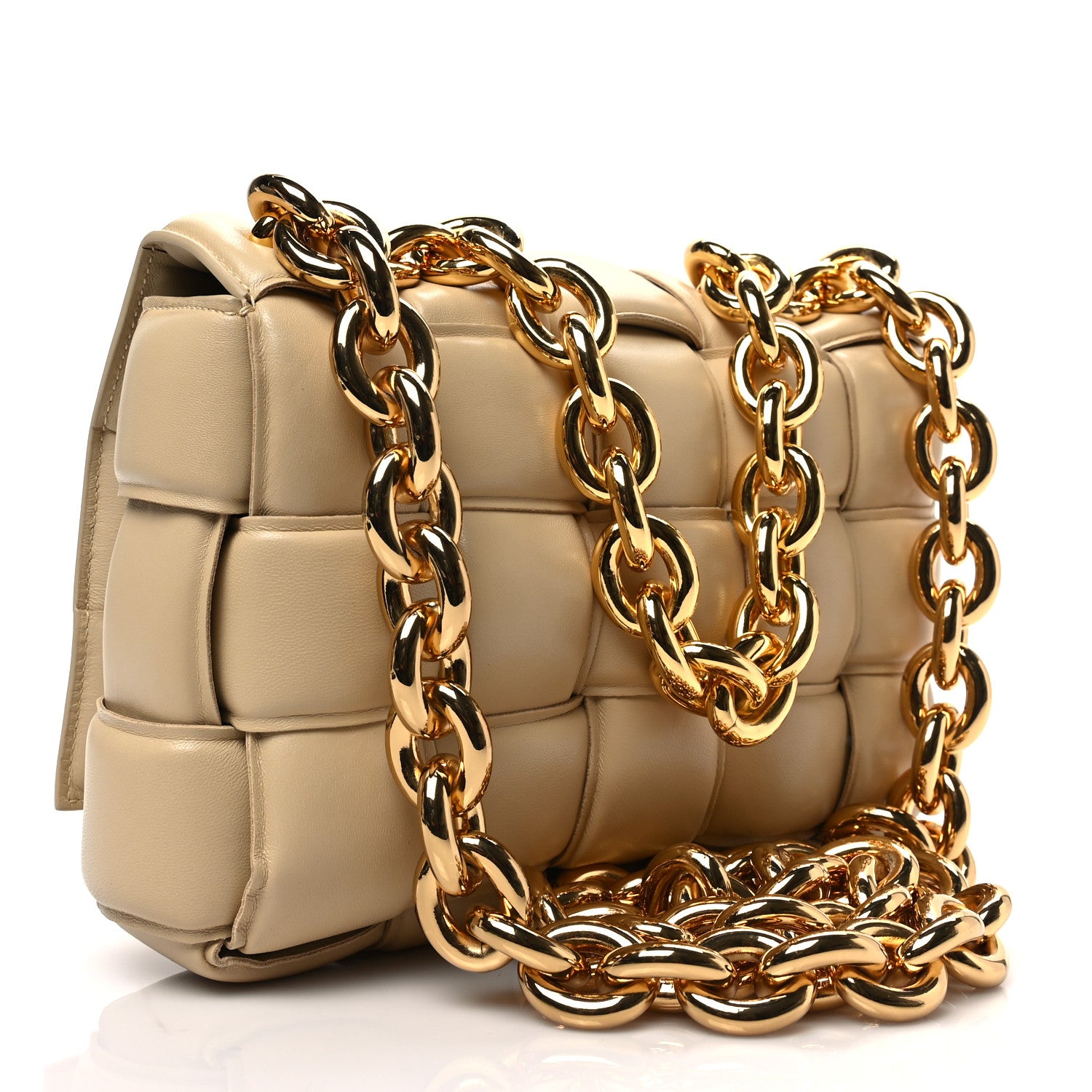 Bottega Veneta Lambskin Maxi Intreccio Padded Chain Cassette Crossbody Bag Porridge 3 of 7