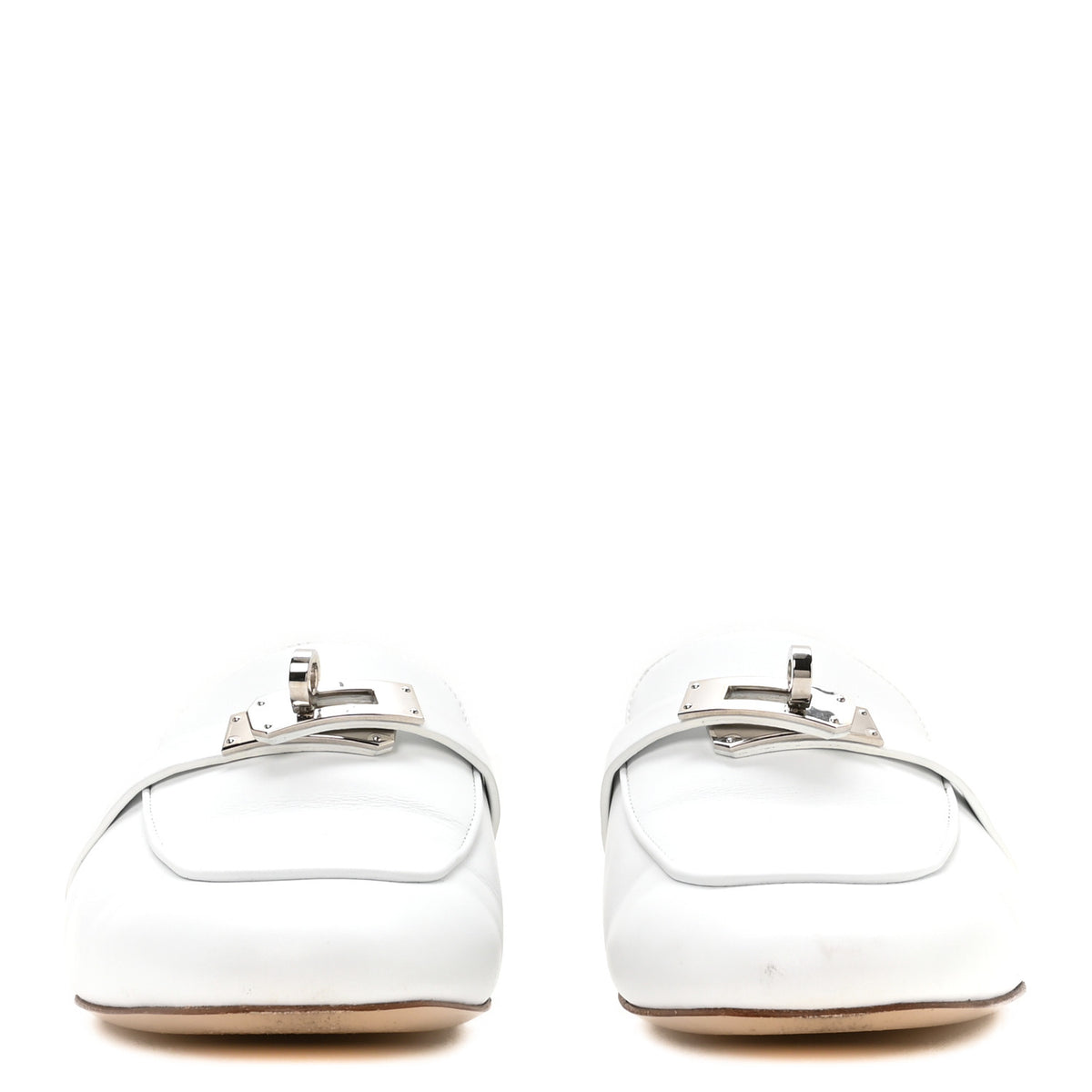 Hermes Calfskin Oz Mules 37 White 3 of 9