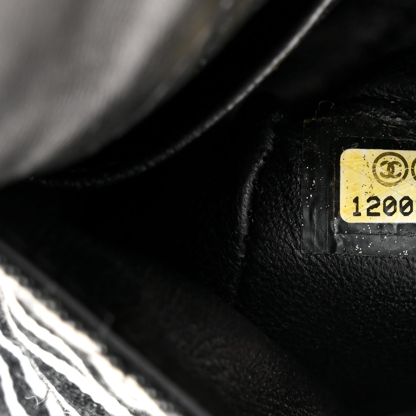 Canvas Sequin Stripe Medium Double Flap Black White