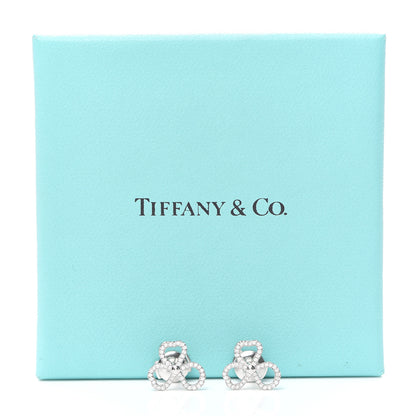 Tiffany Platinum Diamond Paper Flowers Open Flower Earrings 5 of 5