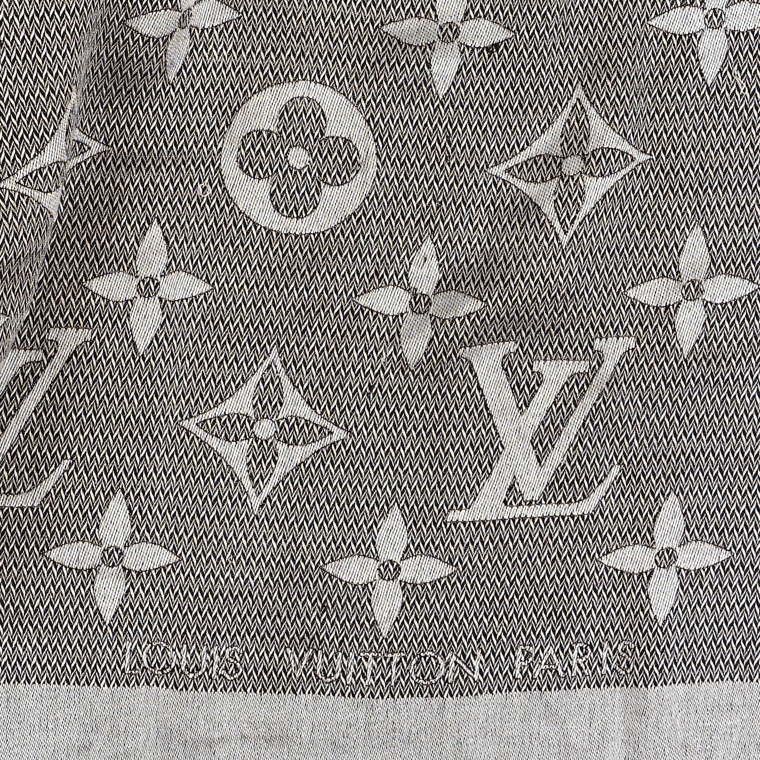 Louis Vuitton Silk Wool Beyond Monogram Shawl Silver 2 of 3