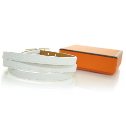 Hermes Epsom Hapi Triple Tour Wrap Bracelet White 3 of 5