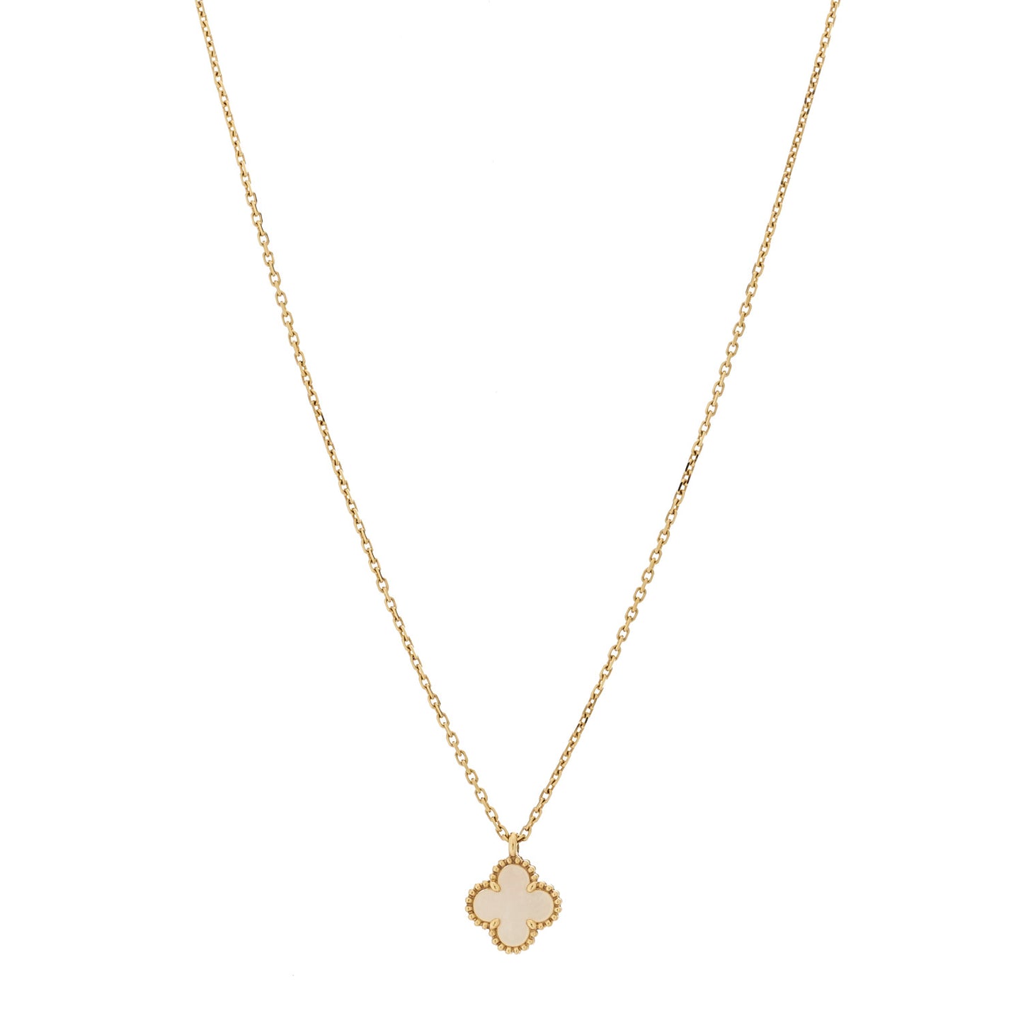 18K Yellow Gold Mother of Pearl Sweet Alhambra Pendant Necklace