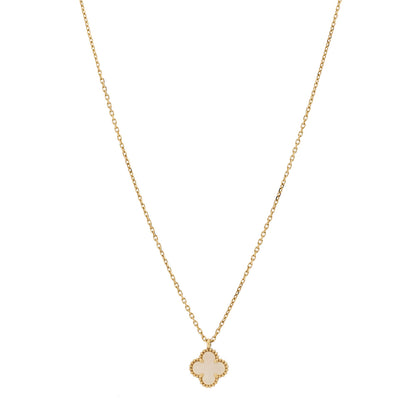 Van Cleef & Arpels 18K Yellow Gold Mother of Pearl Sweet Alhambra Pendant Necklace 1 of 6