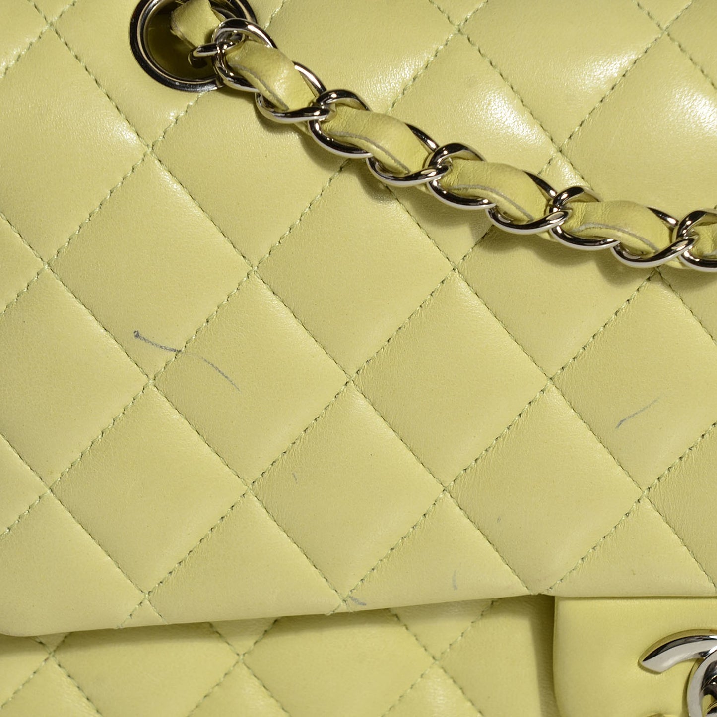 Lambskin Quilted Medium Double Flap Yellow