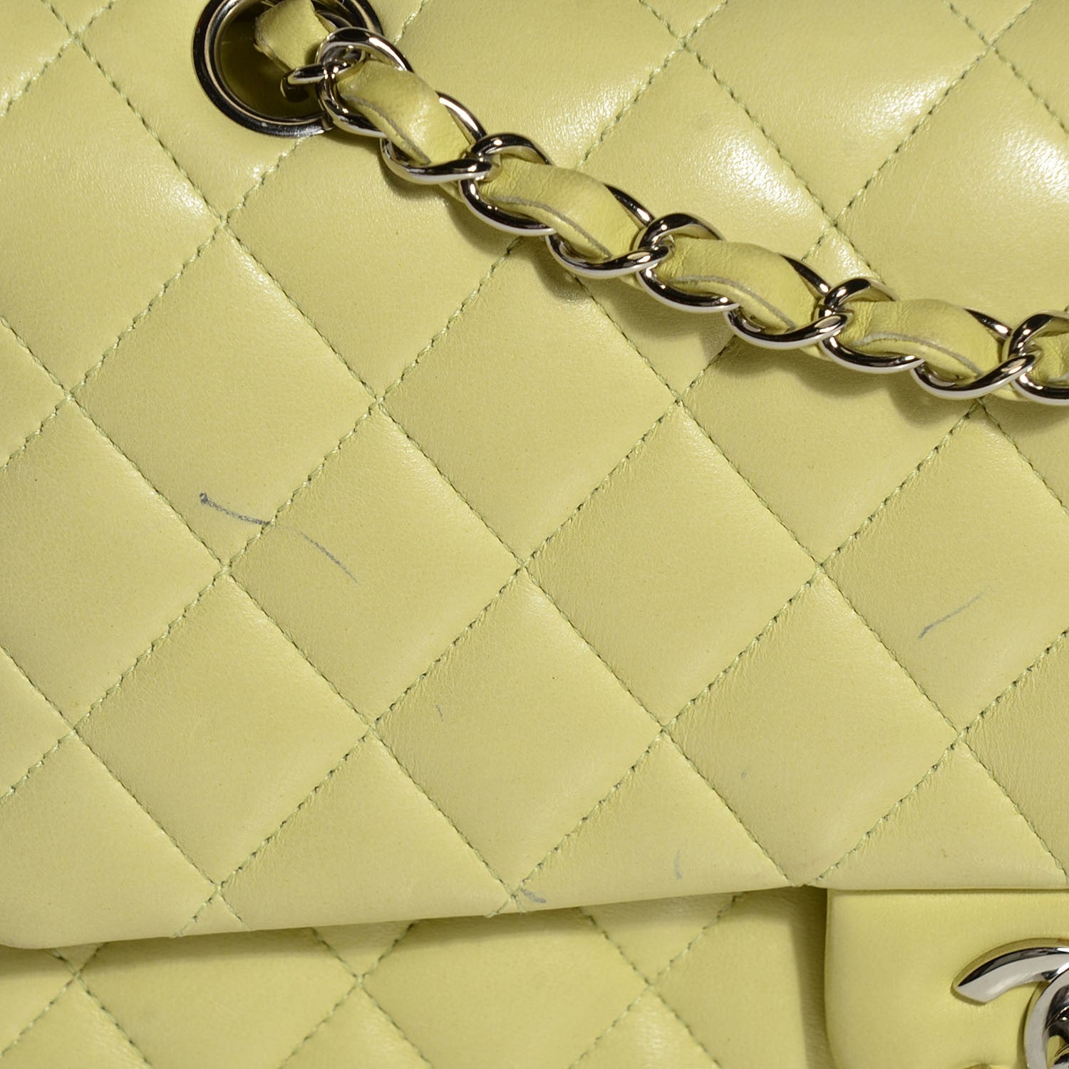 Chanel Lambskin Quilted Medium Double Flap Yellow 10 of 10