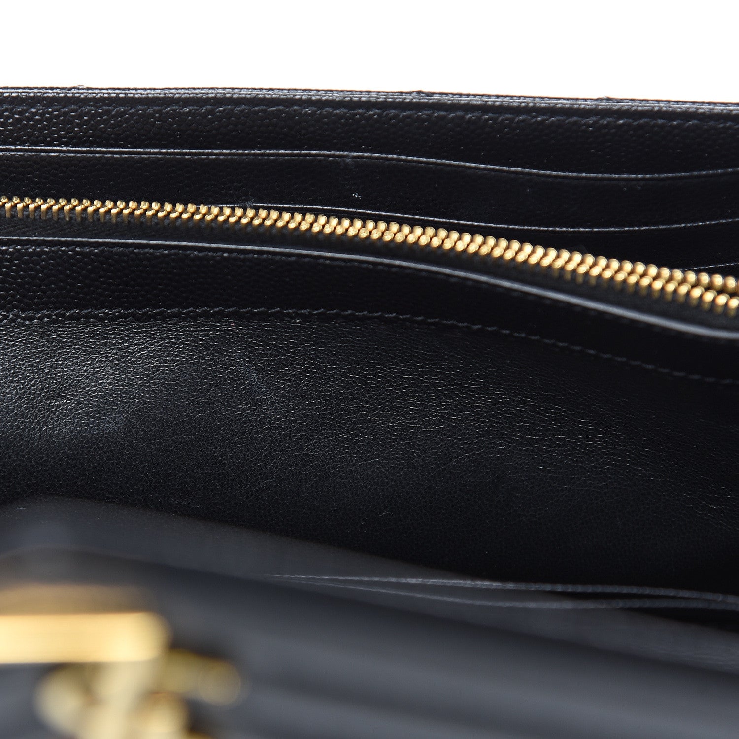 Saint Laurent Grain De Poudre Matelasse Chevron Monogram Chain Wallet Black 8 of 11