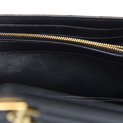 Saint Laurent Grain De Poudre Matelasse Chevron Monogram Chain Wallet Black 8 of 11