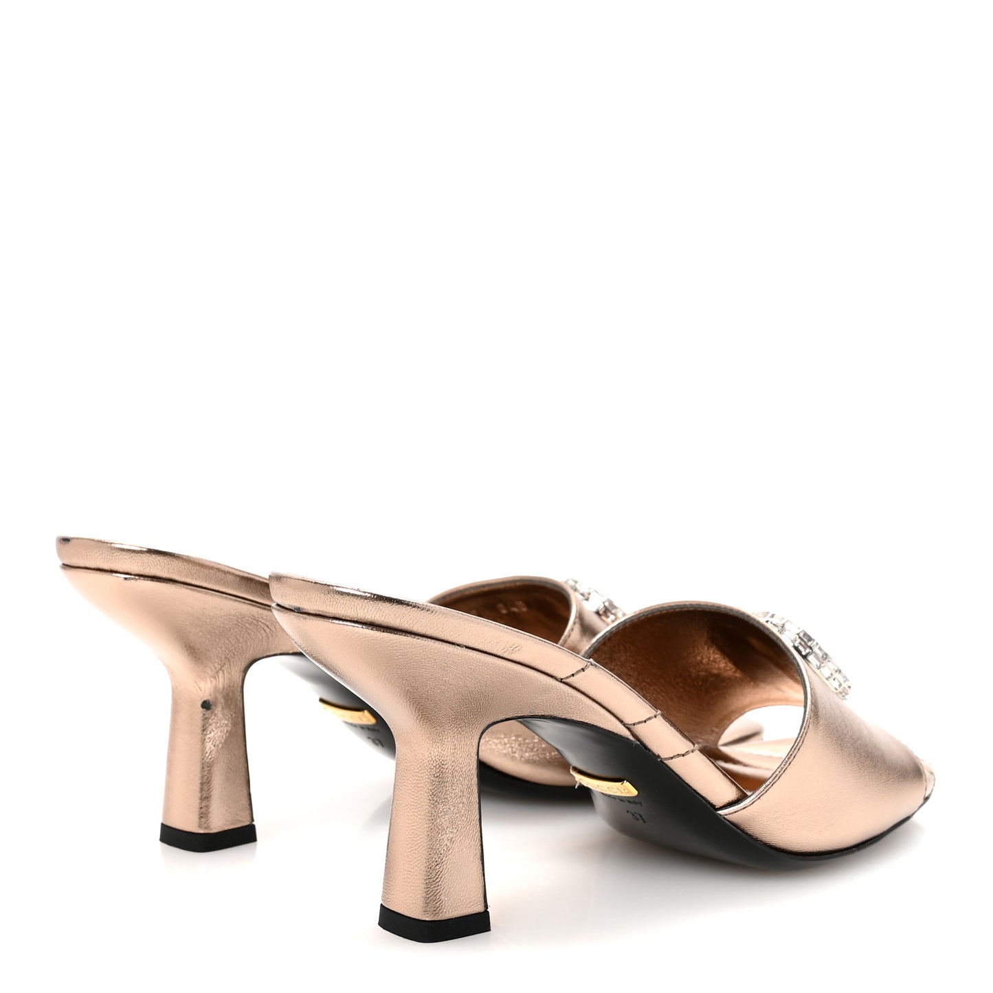 Metallic Nappa Crystal Double G Mules 37 Rame