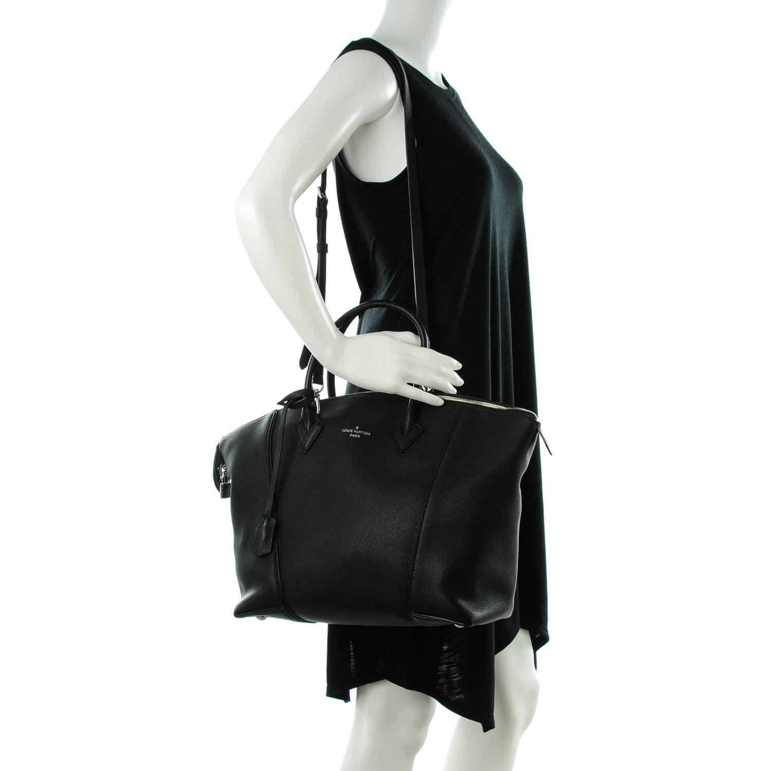 Louis Vuitton Veau Cachemire Soft Lockit MM Black 2 of 7