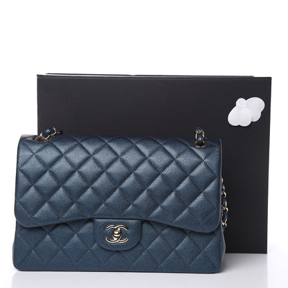 Chanel Iridescent Caviar Quilted Jumbo Double Flap Dark Blue 12 of 12