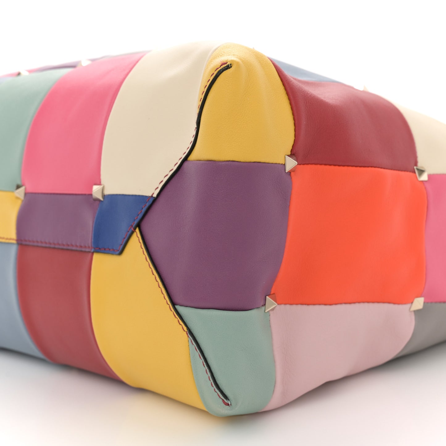 Calfskin Puzzlestud Patchwork Large Tote Multicolor