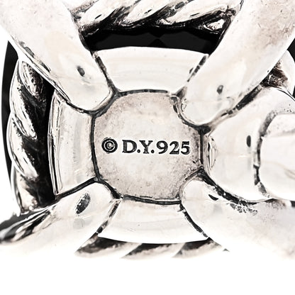 David Yurman Sterling Silver Diamond Black Onyx Hematine Chatelaine Bypass Ring 57 8 5 of 5