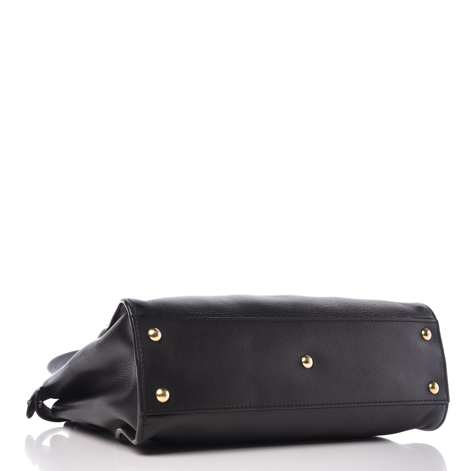 Fendi Vitello Seta Shiny Nappa Medium Peekaboo Iconic Satchel Black 4 of 11