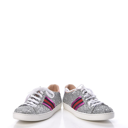 Gucci Glitter Web Womens Ace Sneakers 38.5 Silver 6 of 14