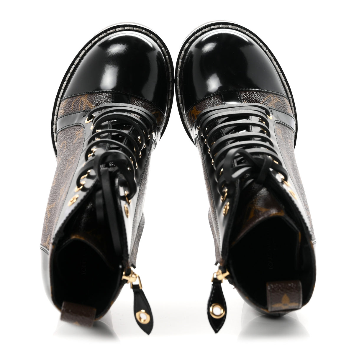 Louis Vuitton Patent Calfskin Monogram Star Trail Ankle Boots 38 Black 2 of 9