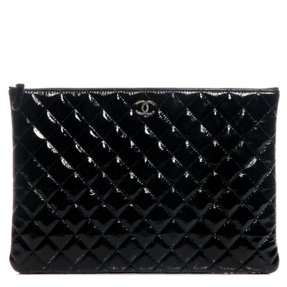Chanel Patent Quilted Large Cosmetic Case Black 1 of 8