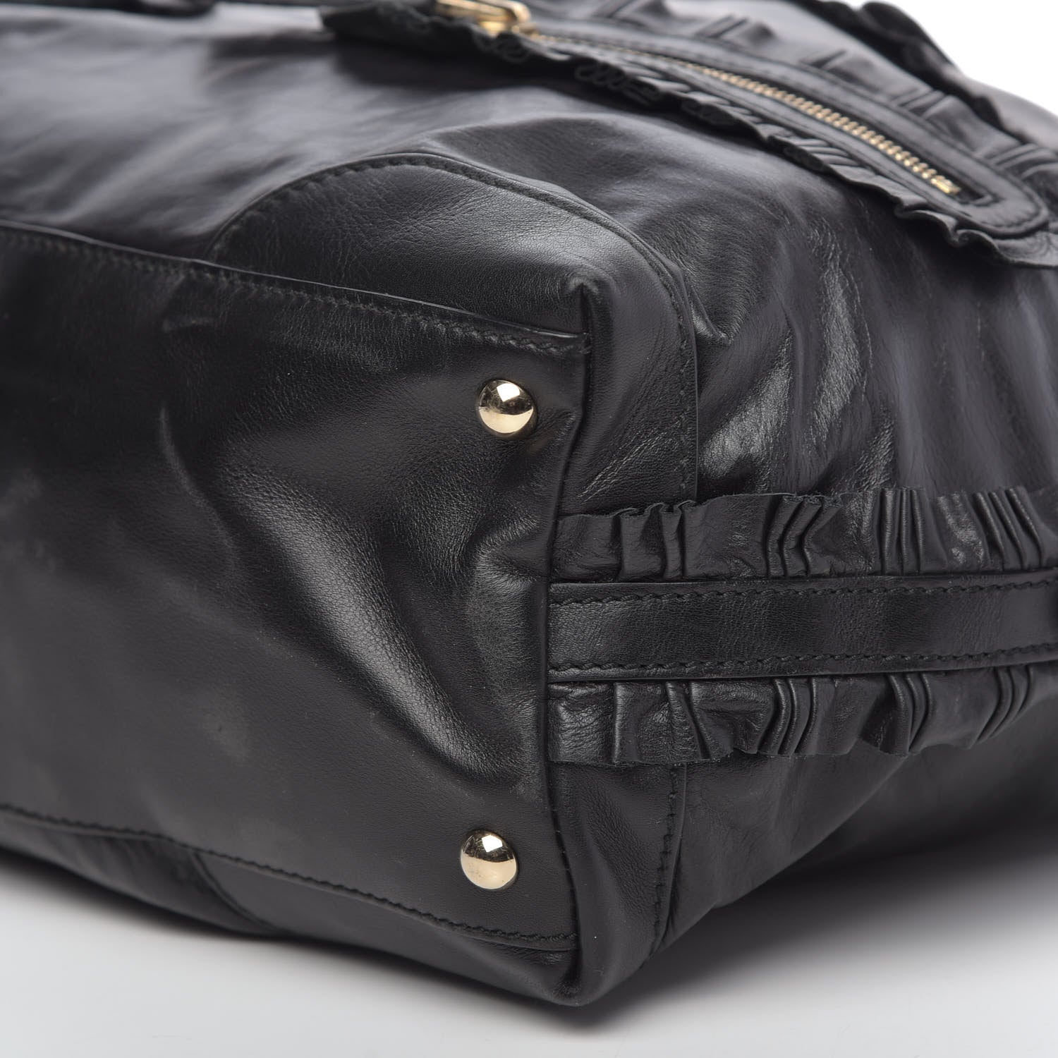 Gucci Calfskin Ruffle Medium Sabrina Boston Tote Black 10 of 11