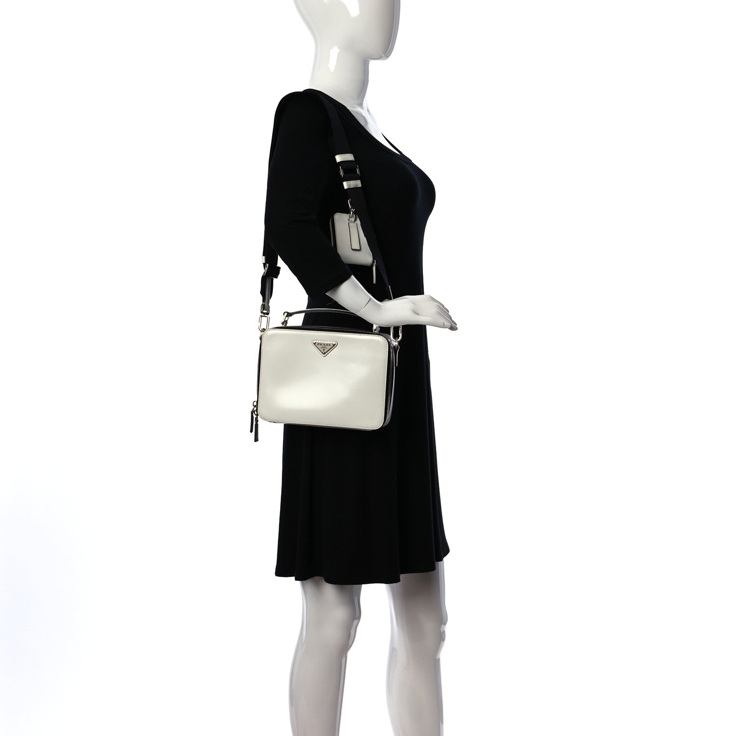 Prada Spazzolato Medium Brique Crossbody Bag White 2 of 10