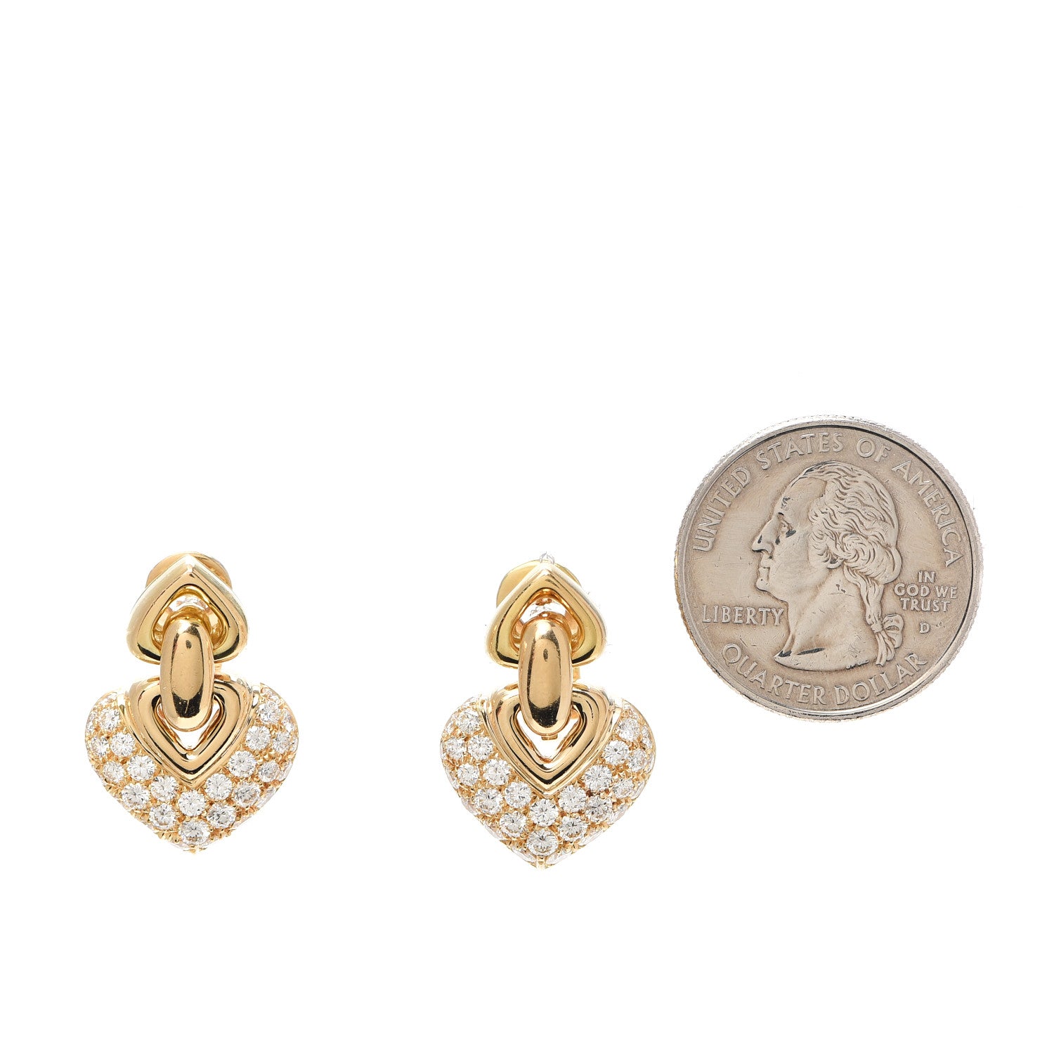 Bulgari 18K Yellow Gold Diamond Doppio Cuore Earrings 2 of 4