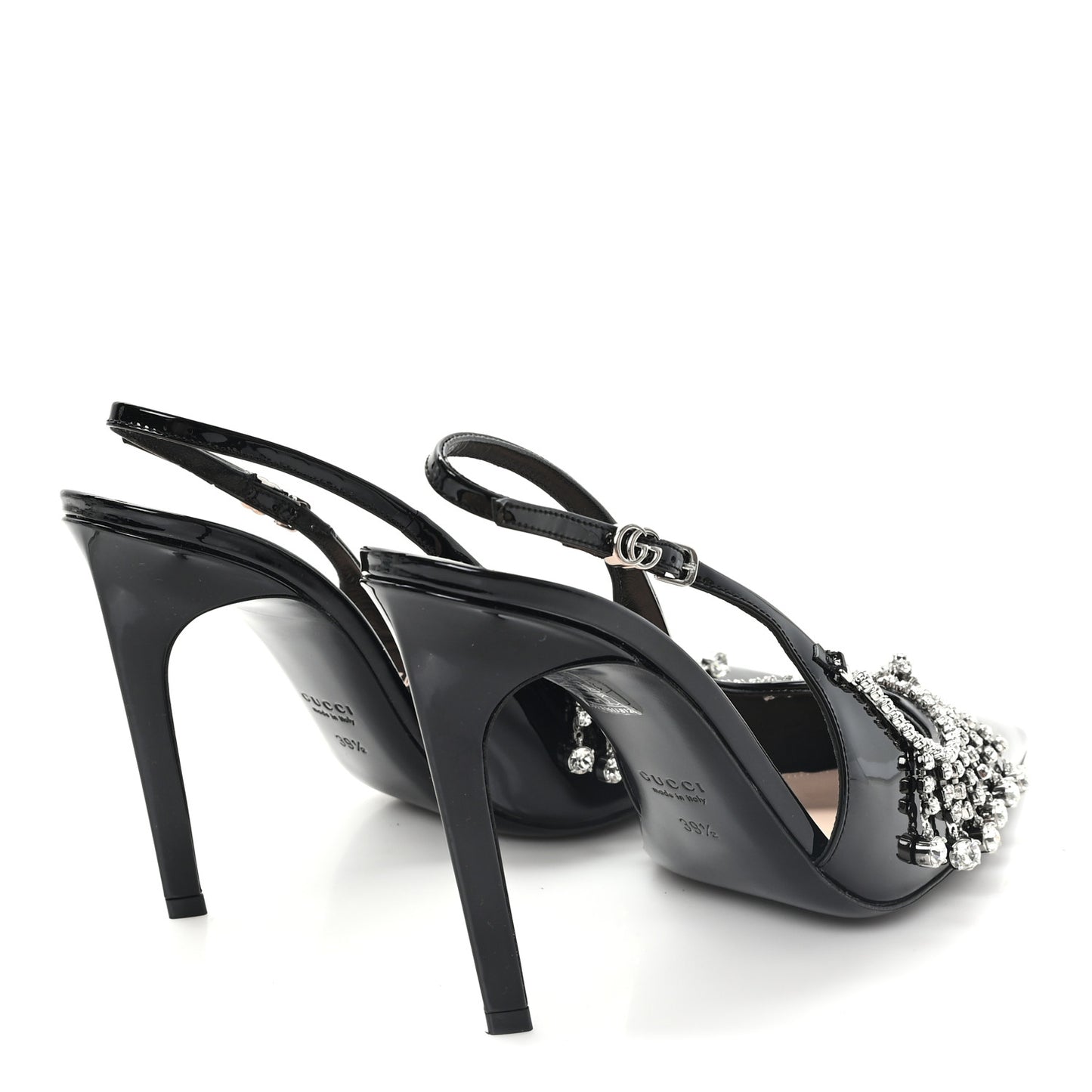 Vernice Crystal Embellished Guinevere Slingback Pumps 39.5 Black