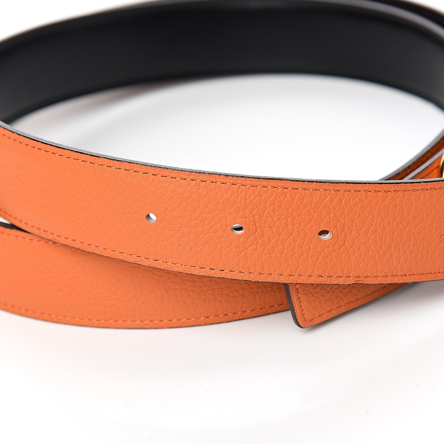 Hermes Box Togo Chaine D'Ancre Belt 110 Orange Black 4 of 6
