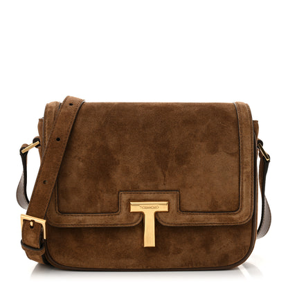 Tom Ford Suede Small Wallis Flap Bag Whisky 1 of 12
