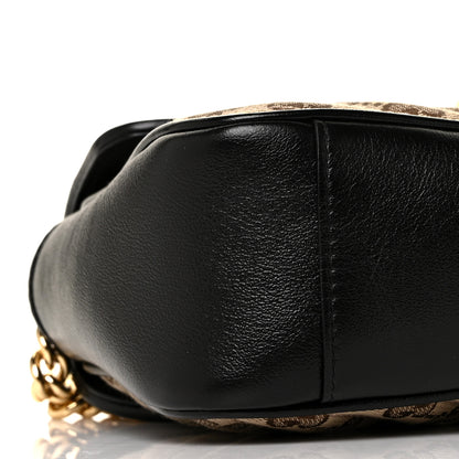 Gucci Monogram Matelasse Diagonal Small GG Marmont Shoulder Bag Beige Black 8 of 9