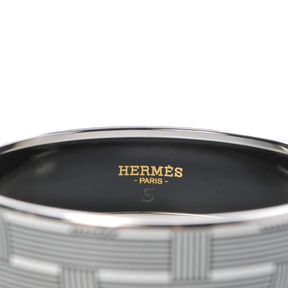 Hermes Enamel Printed Circuit 24 Faubourg Wide Bracelet 65 Black White 5 of 5