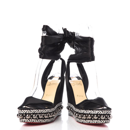 Christian Louboutin Suede Satin Levantine 120 Wedges 39 Black 5 of 10