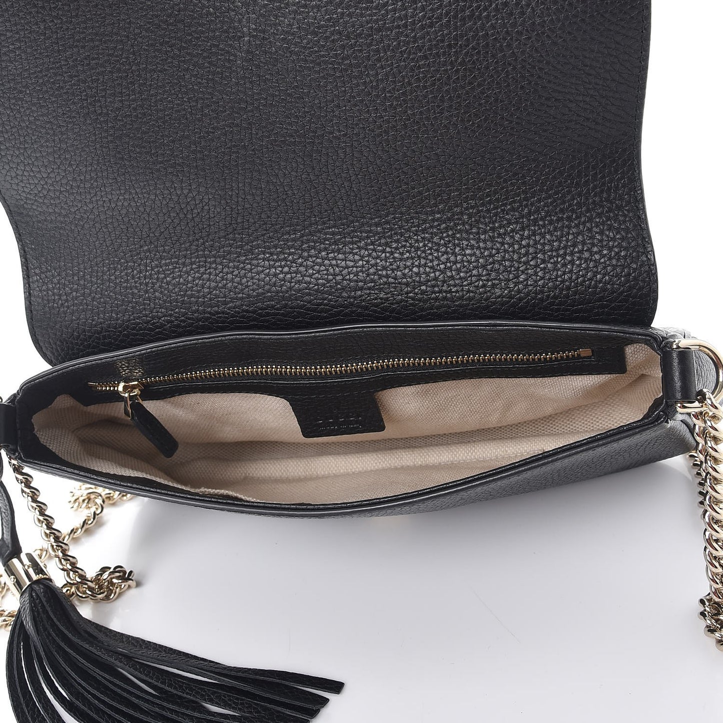 Pebbled Calfskin Medium Soho Flap Crossbody Black