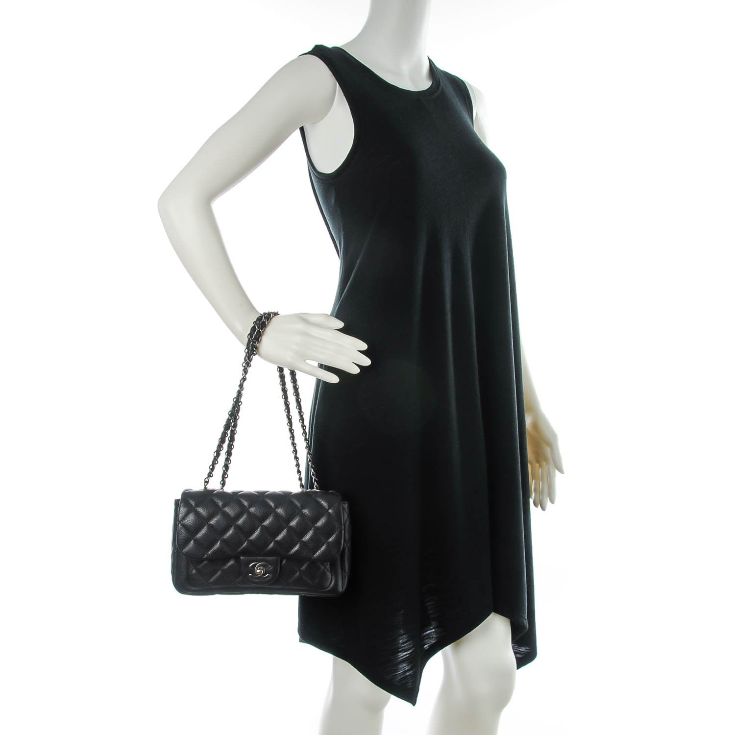 Chanel Caviar Quilted Medium Now and Forever Flap Black 2 of 7