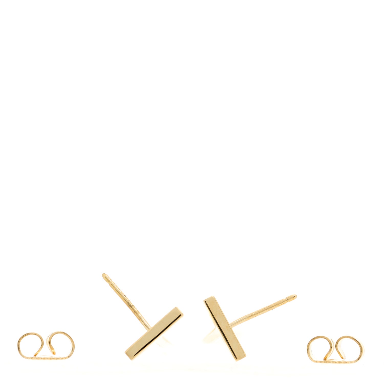 Tiffany 18K Yellow Gold T Elongated Wire Bar Earrings 3 of 4