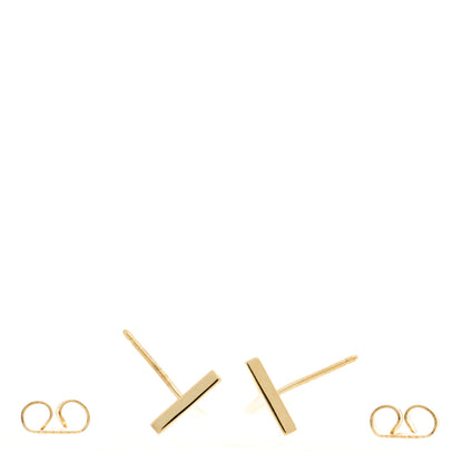Tiffany 18K Yellow Gold T Elongated Wire Bar Earrings 3 of 4