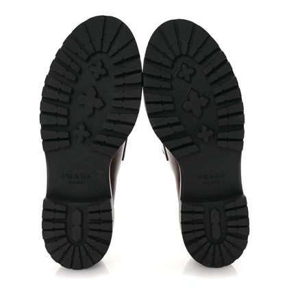 Prada Spazzolato Triangle Logo Monolith Pointy 55mm Loafers 41 Cognac 6 of 10