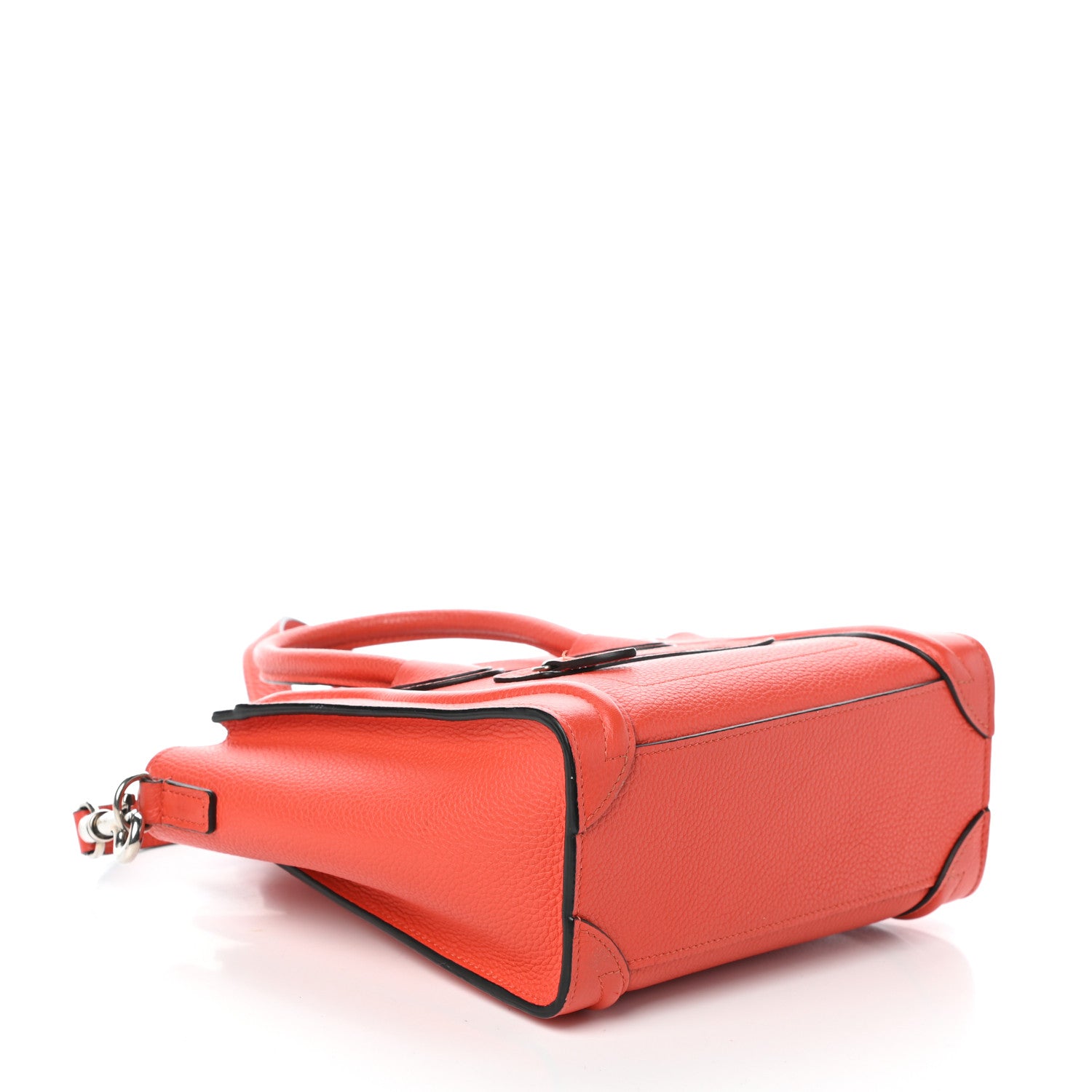Celine Drummed Calfskin Nano Luggage Vermillion 4 of 10