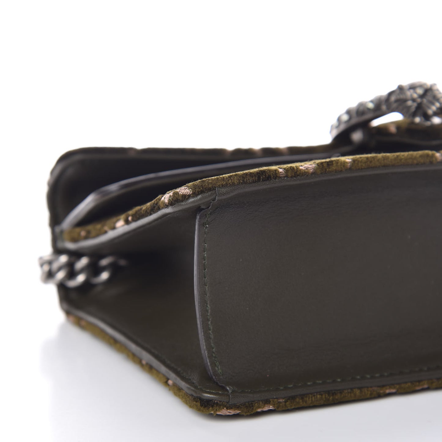 Velvet Moon Calfskin Crystal GG Monogram Small Dionysus Shoulder Bag Dark Olive Rose Gold