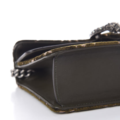 Gucci Velvet Moon Calfskin Crystal GG Monogram Small Dionysus Shoulder Bag Dark Olive Rose Gold 9 of 12
