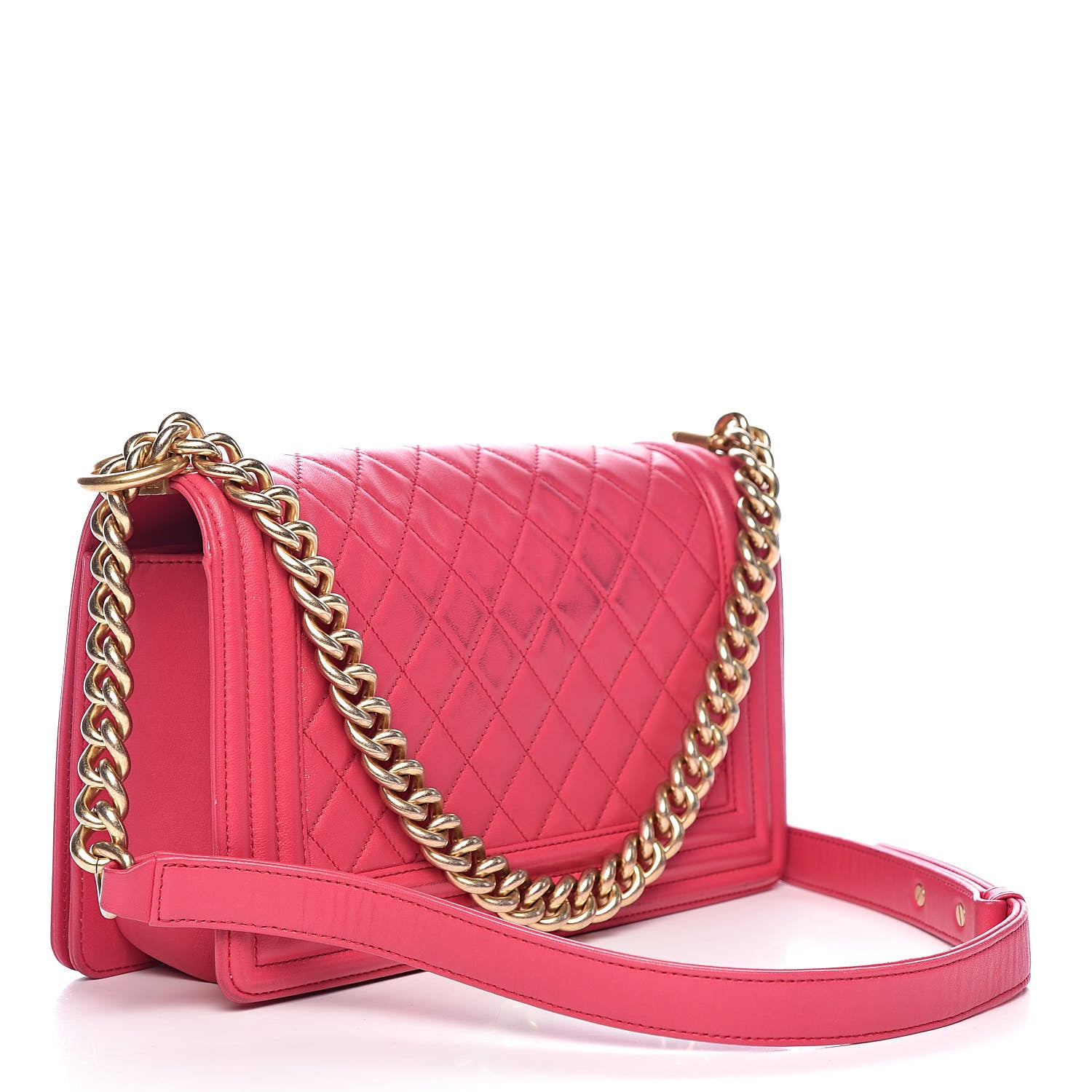 Chanel Lambskin Quilted Medium Boy Flap Dark Pink 3 of 13