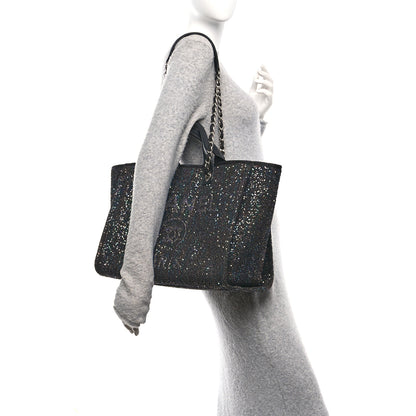 Chanel Calfskin Sequin Medium Deauville Tote Black 3 of 10