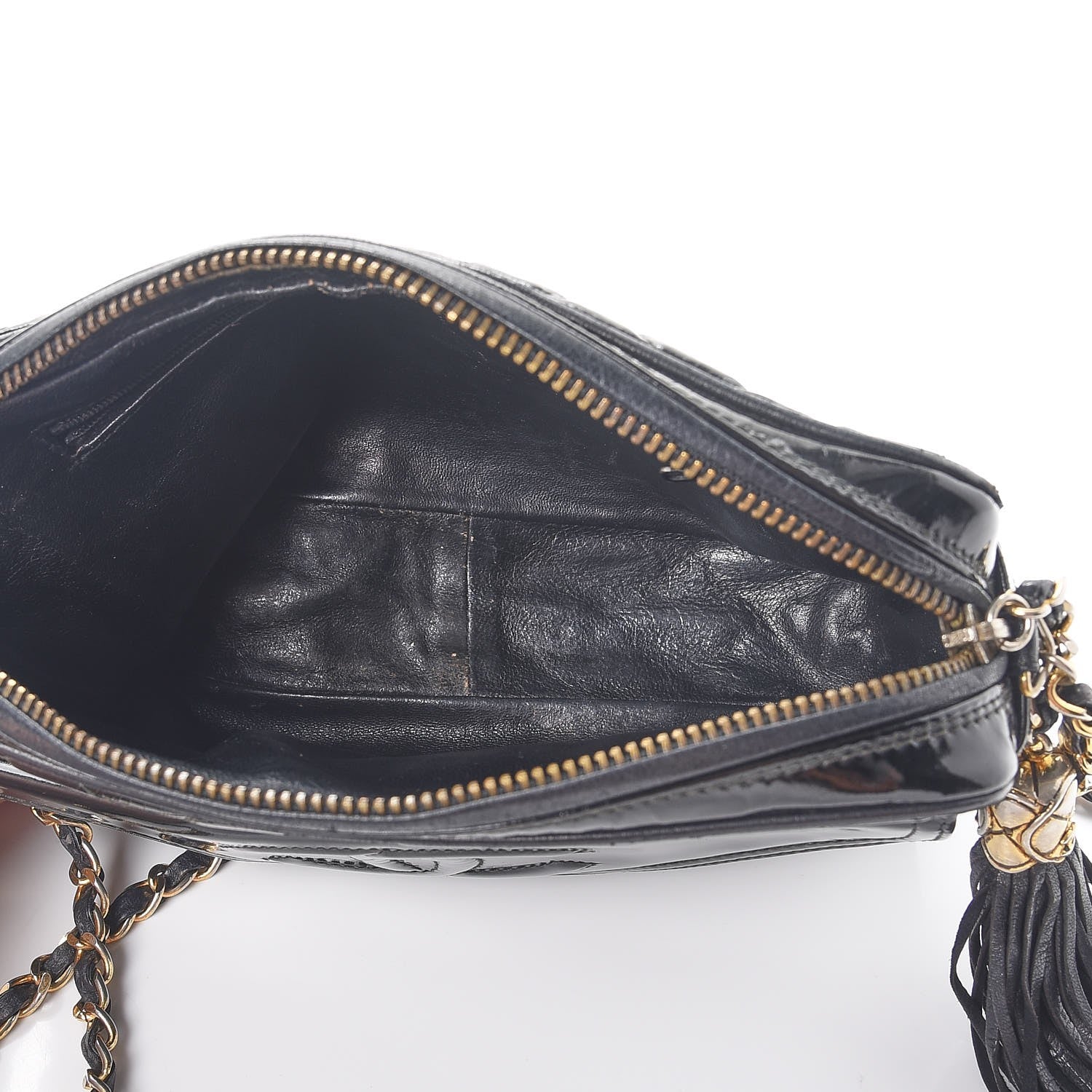 Chanel Patent Quilted Tassel Small Camera Case Black 5 of 11
