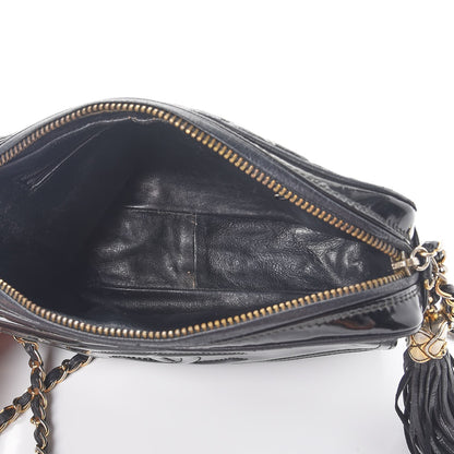 Chanel Patent Quilted Tassel Small Camera Case Black 5 of 11