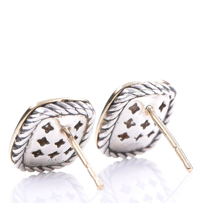 David Yurman Sterling Silver 18K Yellow Gold Diamond Noblesse Stud Earrings 3 of 4