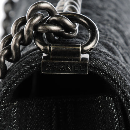 Chanel Denim Quilted New Medium Boy Flap Black 9 of 9