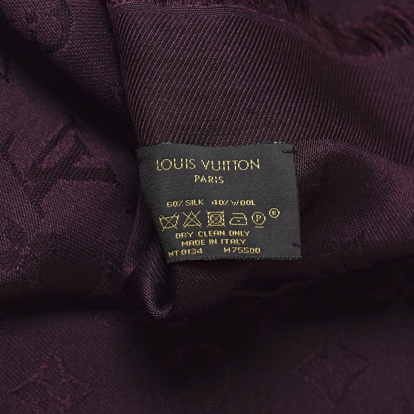 Wool Silk Monogram Shawl Amarante