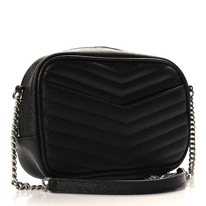 Saint Laurent Grain De Poudre Matelasse Monogram Mini Lou Camera Bag Black 3 of 11