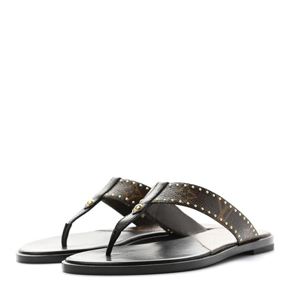 Louis Vuitton Monogram Sunny Flat Thong Sandals 35 Black 3 of 9