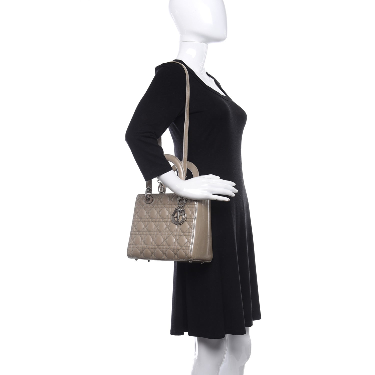 Christian Dior Patent Cannage Medium Lady Dior Grey 2 of 9