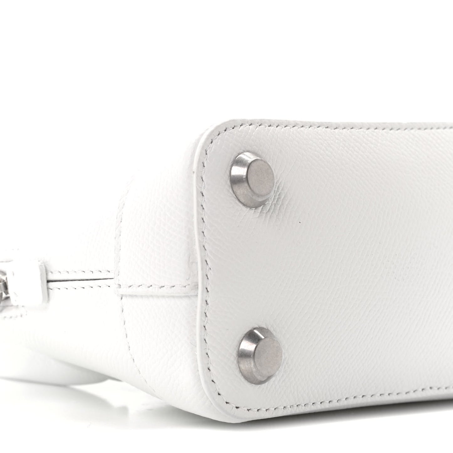 Grained Calfskin XXS Ville Top Handle Bag White Black