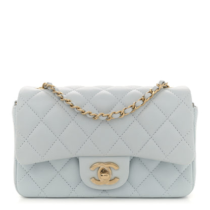 Chanel Lambskin Quilted Extra Mini Rectangular Flap Light Blue 1 of 11